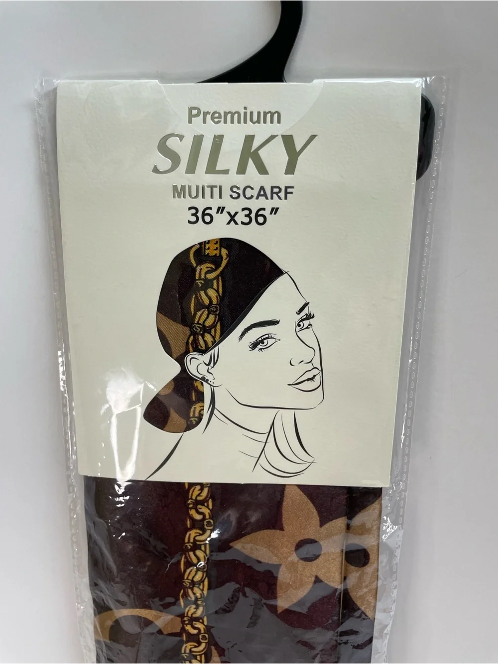 Fashion Premium Silky Multi Scarf - Brown & Gold